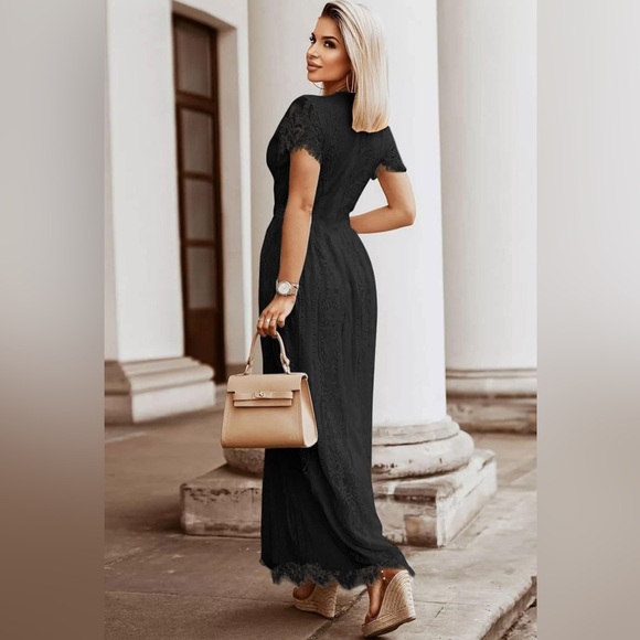 Trendsi Scalloped Trim Lace Plunge Dress - Picture 3 of 7